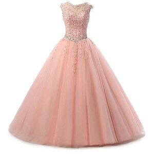 Small 28 Pink Tulle Shimmer Princess Sweetheart Prom Wedding quinceanera‎ Dress